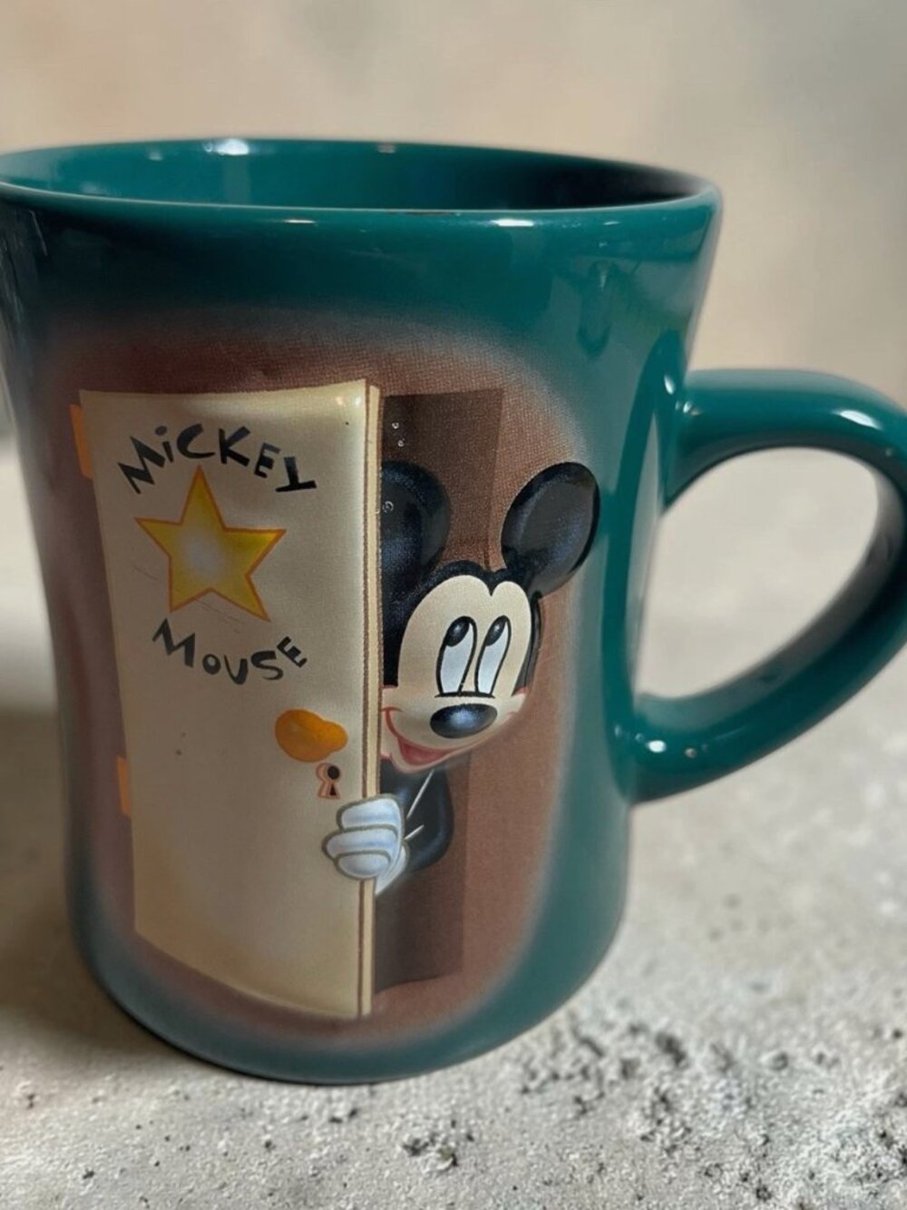 Disney Store 3D Mickey Mouse Star Stage Door Green 16 oz Coffee Mug Cup